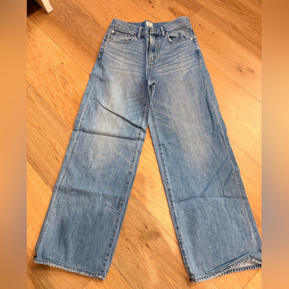 Madewell and Molly Dickson Light Blue Denim Jeans with Contrast Stitching